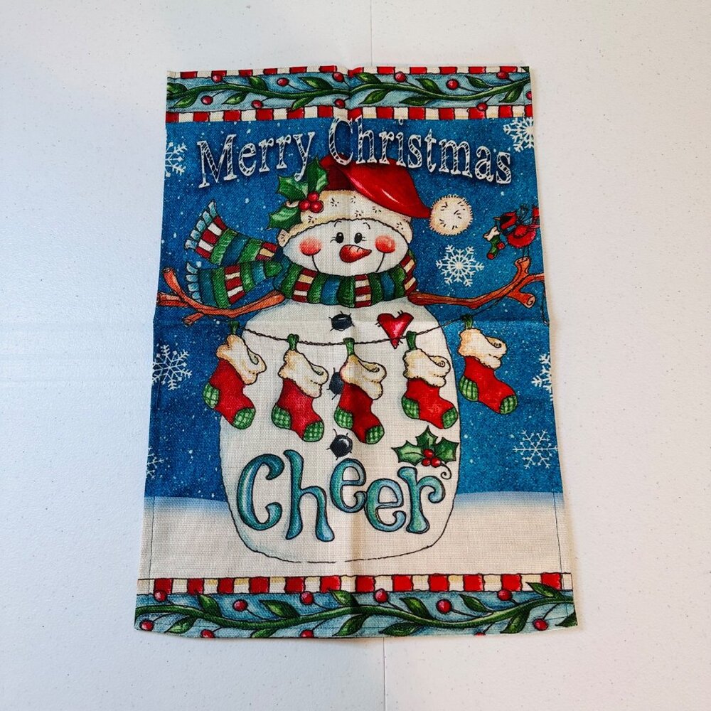 Merry Christmas Cheer Snowman Holiday Christmas Garden Flag Double Sided